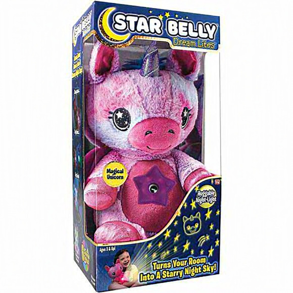 Star Belly Dream Stuffed Animal Night Light Magical Pink and‎ Purple Unicorn - Picture 1 of 6